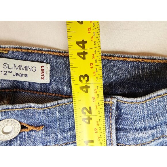 Levis Size 12 Long Womens 33" Inseam Perfectly Slimming Bootcut 512 Blue Jeans - Picture 11 of 12